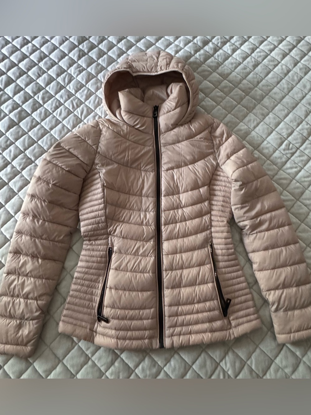 Calvin Klein Blush Quilted Hooded Puffer Jacket